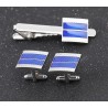 Blue square cufflinks / tie clip - zinc alloy