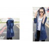 Trendy denim long jacket - with hood - zipper - pocketsJackets