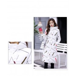 Warm / long down winter jacket with hood and zipper