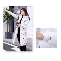Warm / long down winter jacket with hood and zipper