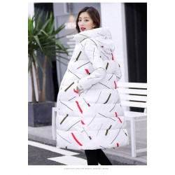 Warm / long down winter jacket with hood and zipper