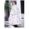 Warm / long down winter jacket with hood and zipper