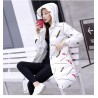Warm / long down winter jacket with hood and zipper