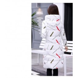 Warm / long down winter jacket with hood and zipper