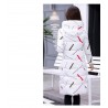 Warm / long down winter jacket with hood and zipper