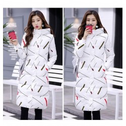 Warm / long down winter jacket with hood and zipper
