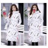 Warm / long down winter jacket with hood and zipper