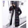 Warm / long down winter jacket with hood and zipper