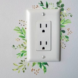 Green leaves - square wall sticker - light switch decoration