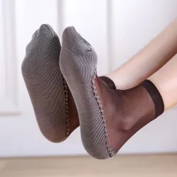 Soft socks - with non-slip bottom - transparent thin silkWomen's fashion