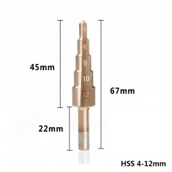 HSS coated step drill bit - 4-12mm / 4-20mm / 4-32 - wood / metal drilling