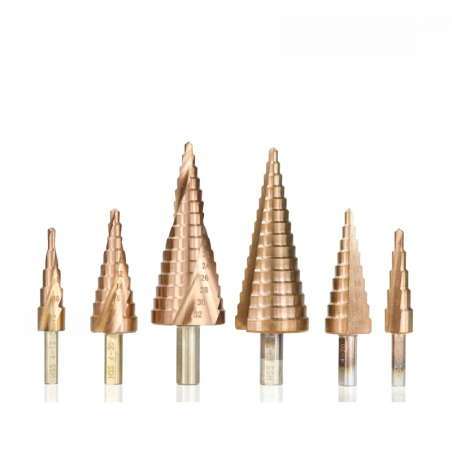 HSS coated step drill bit - 4-12mm / 4-20mm / 4-32 - wood / metal drilling