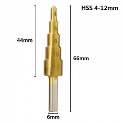 HSS step drill bit - 4-12mm / 4-20mm / 4-32mm - titanium wood cutter