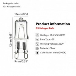Halogen LED bulb - for refrigerators / ovens - G9 - 20W - 25W - 40W - 60W - 10 piecesBulbs