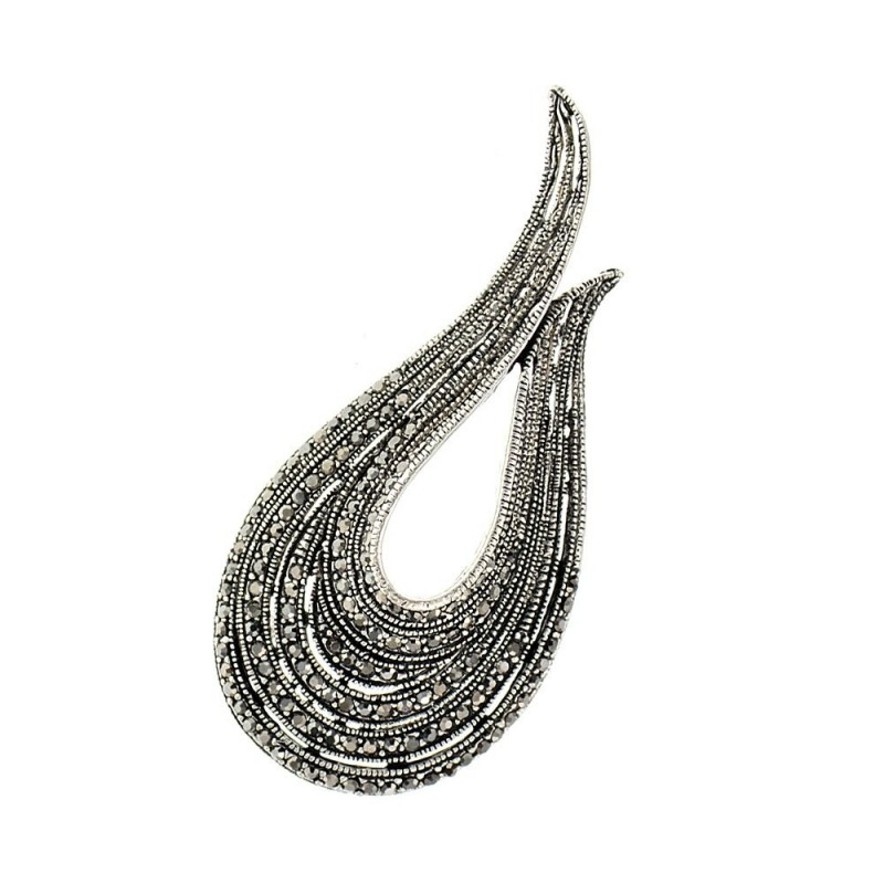 U-shaped brooch - with crystal decorations
