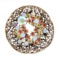Vintage round brooch - with crystals
