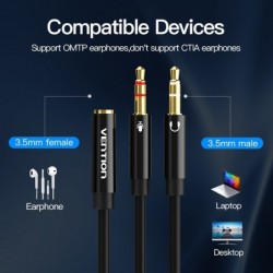 Headphone splitter - audio AUX cable - 3.5mm jack - female to 2 maleSplitters