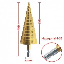 HSS titanium drill bit - 4-12mm / 4-20mm / 4-32mm - for metal / wood cutting - 3 pieces