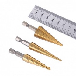 HSS titanium drill bit - 4-12mm / 4-20mm / 4-32mm - for metal / wood cutting - 3 pieces