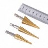 HSS titanium drill bit - 4-12mm / 4-20mm / 4-32mm - for metal / wood cutting - 3 pieces