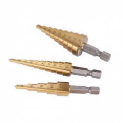 HSS titanium drill bit - 4-12mm / 4-20mm / 4-32mm - for metal / wood cutting - 3 pieces
