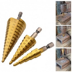 HSS titanium drill bit - 4-12mm / 4-20mm / 4-32mm - for metal / wood cutting - 3 pieces