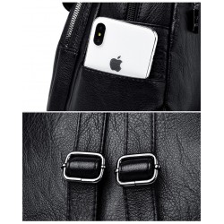 Leather backpack - with hand strap / zippers