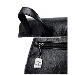 Leather backpack - with hand strap / zippers