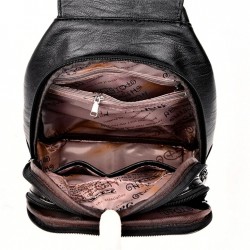 Fashionable leather backpack - with a metal front buckleBackpacks