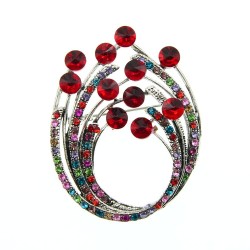 Vintage flower brooch - with colorful crystals