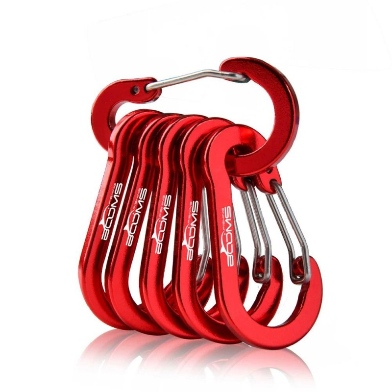 Carabiner clip - lock buckle hook - for fishing / hiking / camping - 6 pieces