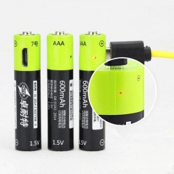 Lithium AAA batteries - USB rechargeable - quick charging - 1.5V - 600mAh - 2 / 4 pieces