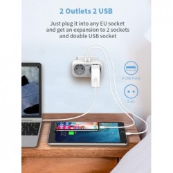 EU plug - wall socket - with dual / triple USB ports