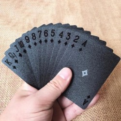 Poker playing cards - black / gold / US dollar pattern - waterproof
