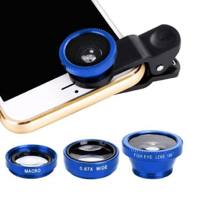 3 in 1 camera lens kit - fisheye / macro / wide angle - with clip - for Smartphones