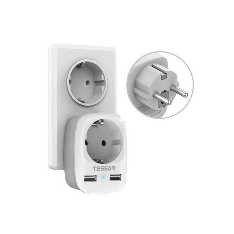 EU plug - wall socket - with dual / triple USB ports