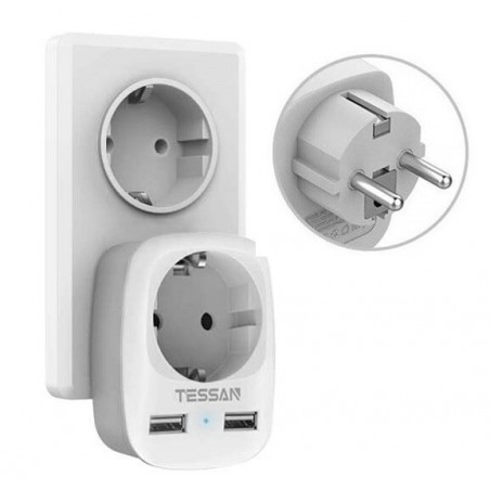 EU plug - wall socket - with dual / triple USB ports