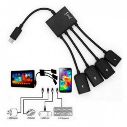 4 in 1 cable - adapter - micro USB / HUB / OTG - male to female - multifunctional