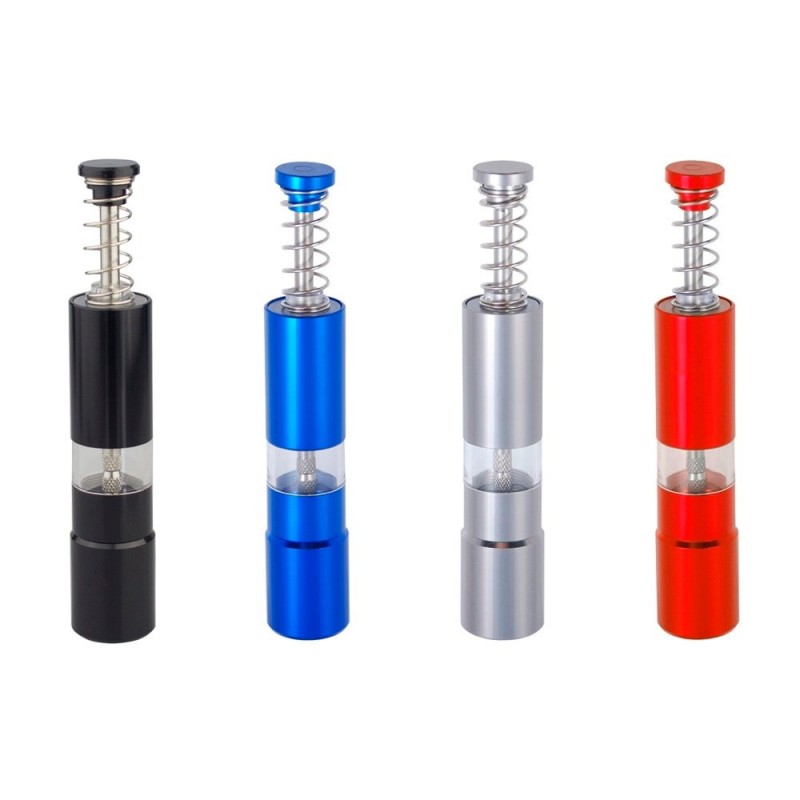 Salt / pepper grinder - with thumb push button - stainless steel