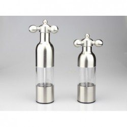 Salt / pepper manual grinder - faucet valve shape - stainless steel
