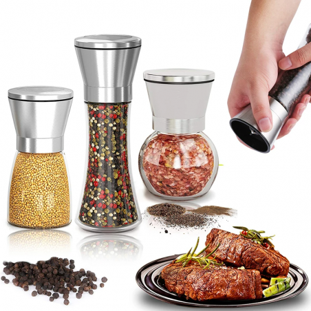 Salt / pepper / herbs grinder - with adjustable coarseness - stainless steel