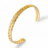 Stainless steel bangle - half open - wheat scales design - unisex