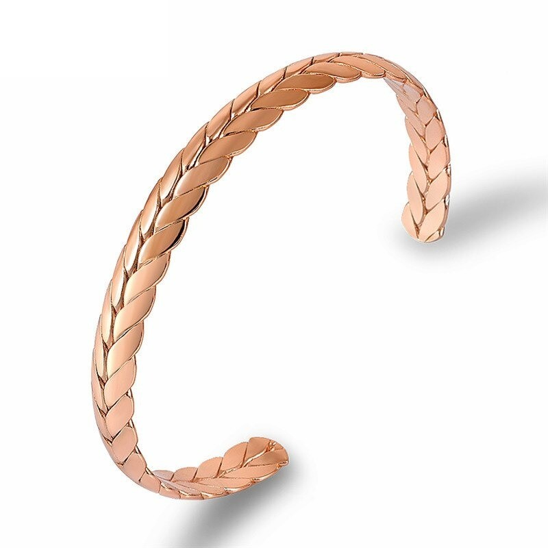 Stainless steel bangle - half open - wheat scales design - unisex