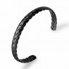 Stainless steel bangle - half open - wheat scales design - unisex
