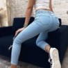 High waisted skinny jeans - with front buttons - elasticPants