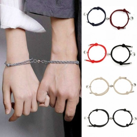 Pulseiras com cadeado magnético - para casal - ajustáveis - 2 peças