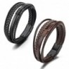 Trendy leather bracelet - multilayer braided rope - metal clasp - unisex