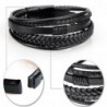 Trendy leather bracelet - multilayer braided rope - metal clasp - unisex