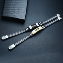 Stylish men's bracelet - stainless steel / mesh / silicone
