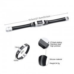 Stylish men's bracelet - stainless steel / mesh / silicone